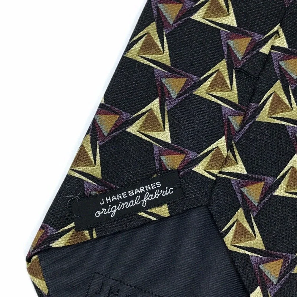 Jhane Barnes Luxury Tie Men's Purple Beige Print Geometric Fine Necktie JAPAN